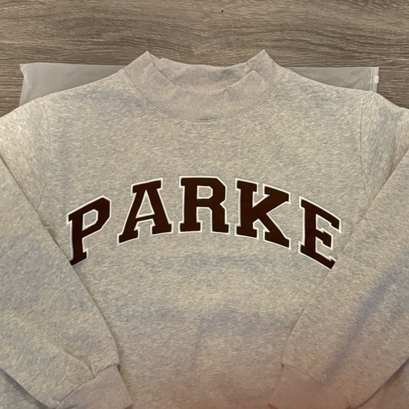 PARKE Texas Varsity Mockneck Classic Grey + Cowboy Brown NWT - Picture 4 of 8